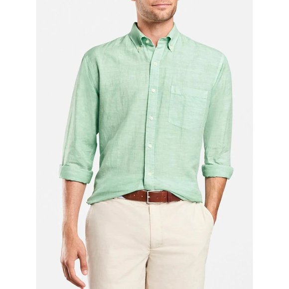 Peter Millar Men's Size XL Solid White Linen Cotton Silk Button Up Shirt - Picture 11 of 11